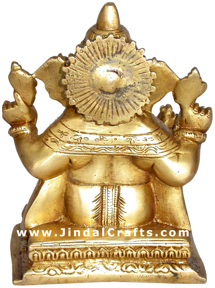 LORD GANESHA - HANDMADE BRASS HINDU GOD STATUE SCULPTURE IDOL GANPATI ELEPHANT
