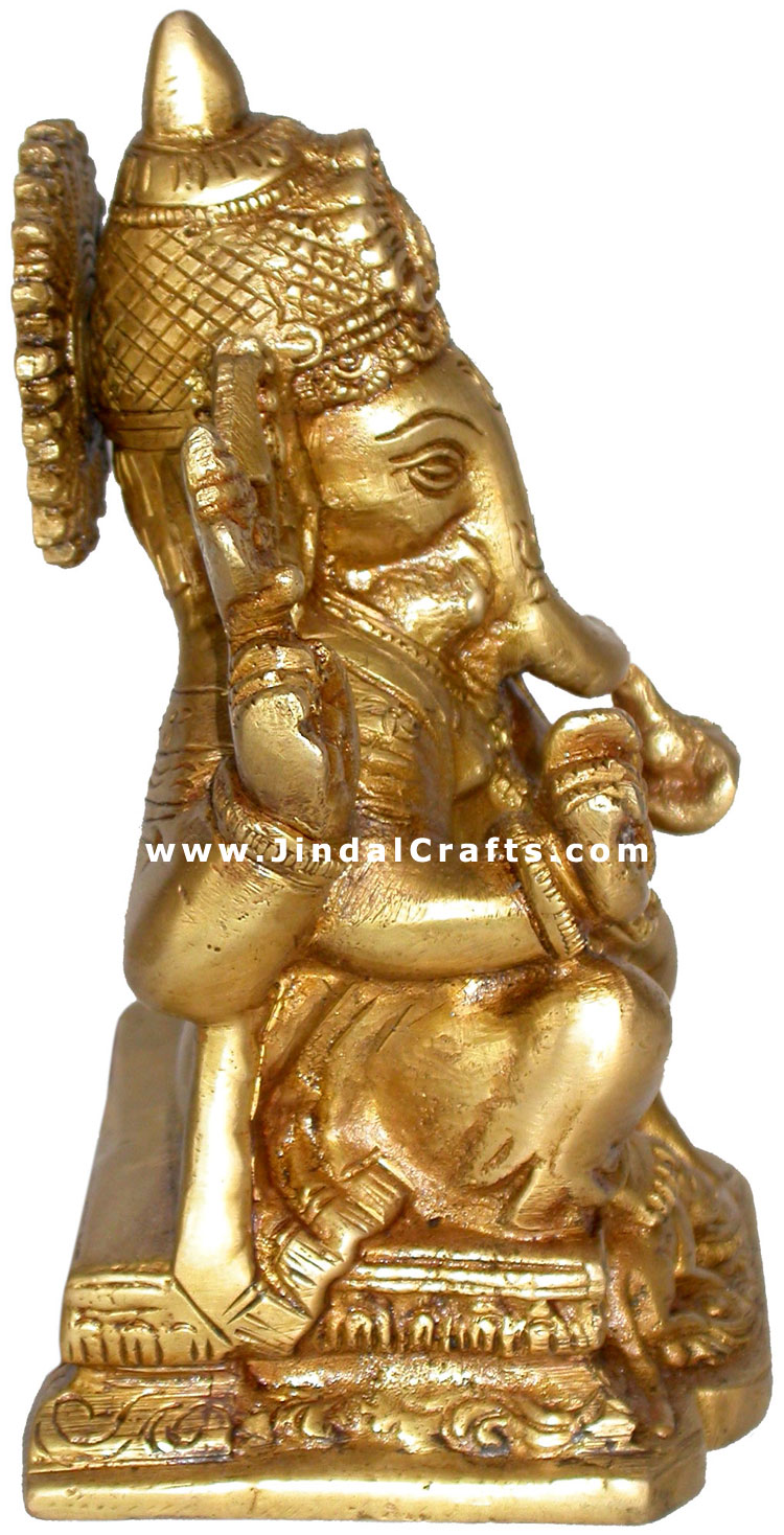 LORD GANESHA - HANDMADE BRASS HINDU GOD STATUE SCULPTURE IDOL GANPATI ELEPHANT