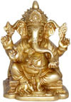 LORD GANESHA - HANDMADE BRASS HINDU GOD STATUE SCULPTURE IDOL GANPATI ELEPHANT