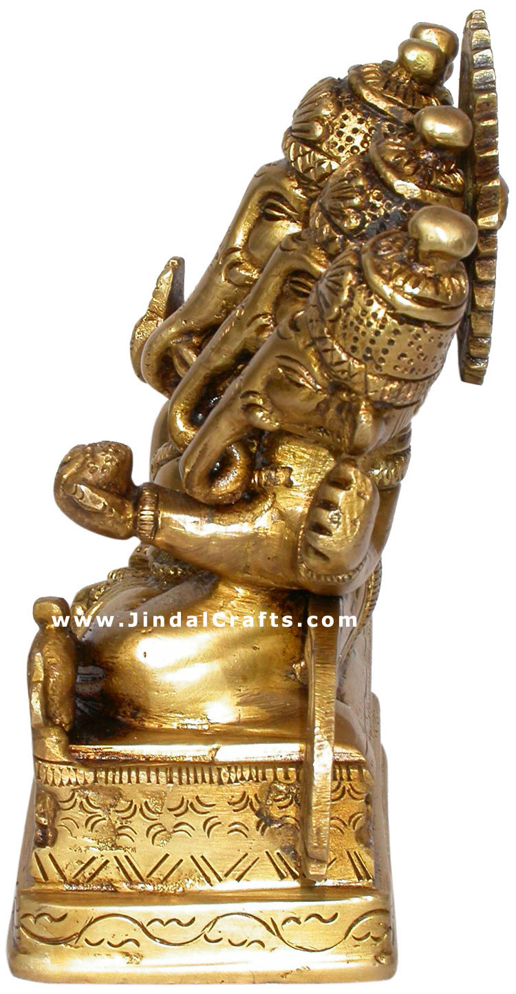 Panchmukhi Ganesha Brass Statue Five Faced Indain God Murti Idol Hindu Religious