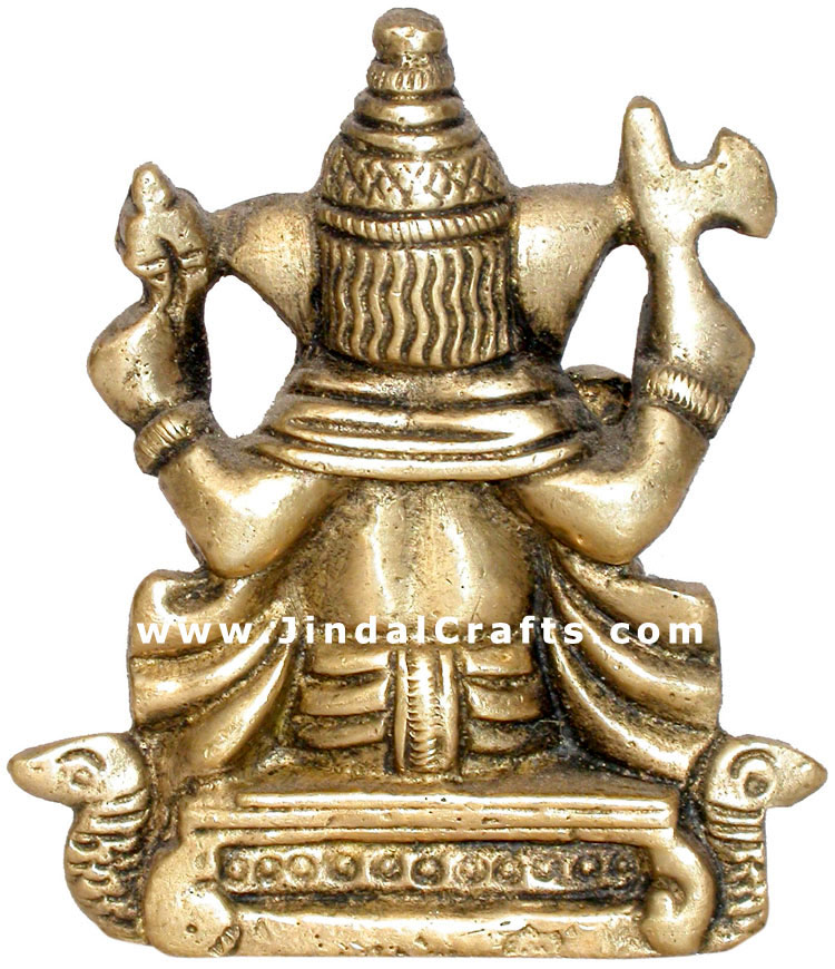 Lord Ganesha Brass Sculpture Hindu Religious Idol Indian Handicrafts Arts