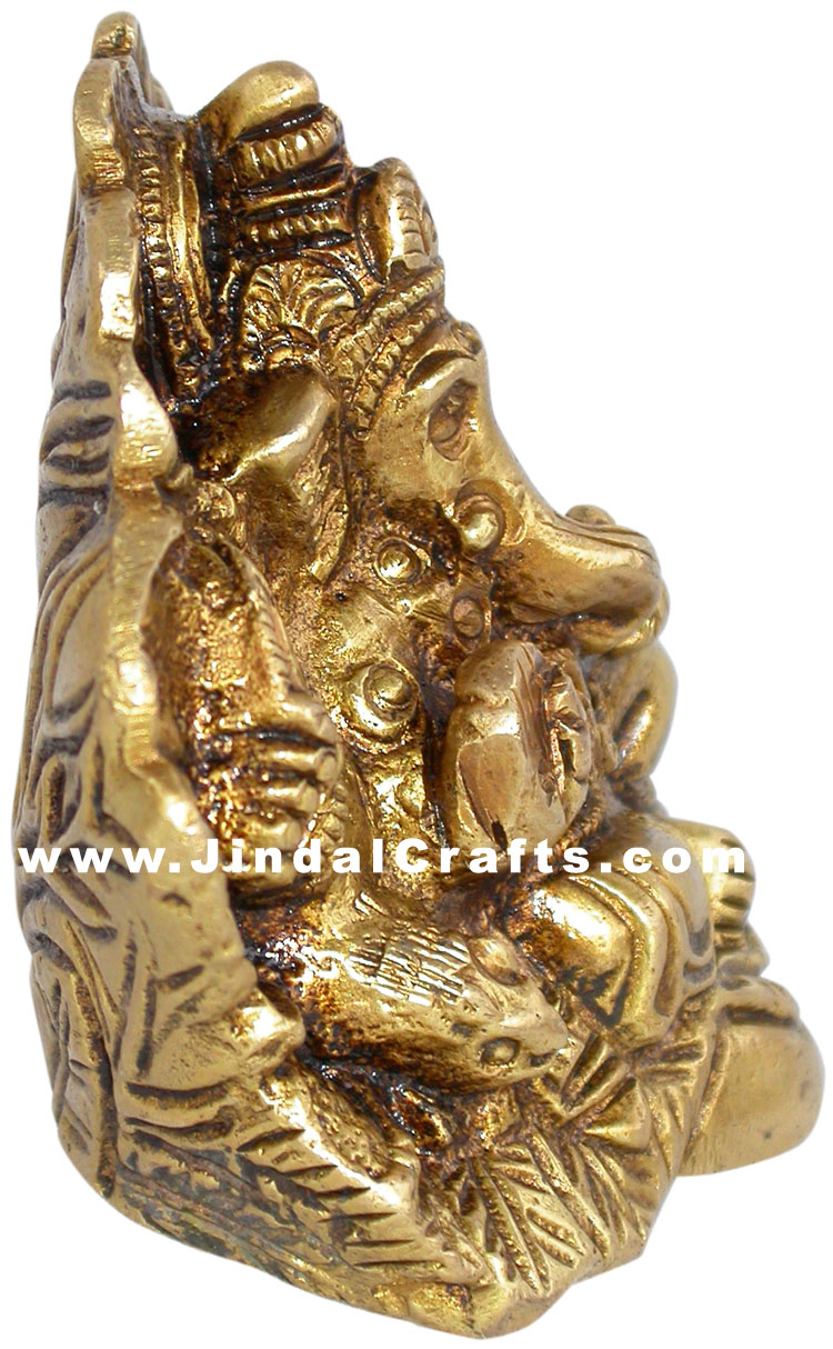 Indian God Ganesha Hand Crafted Brass Statue Idol India