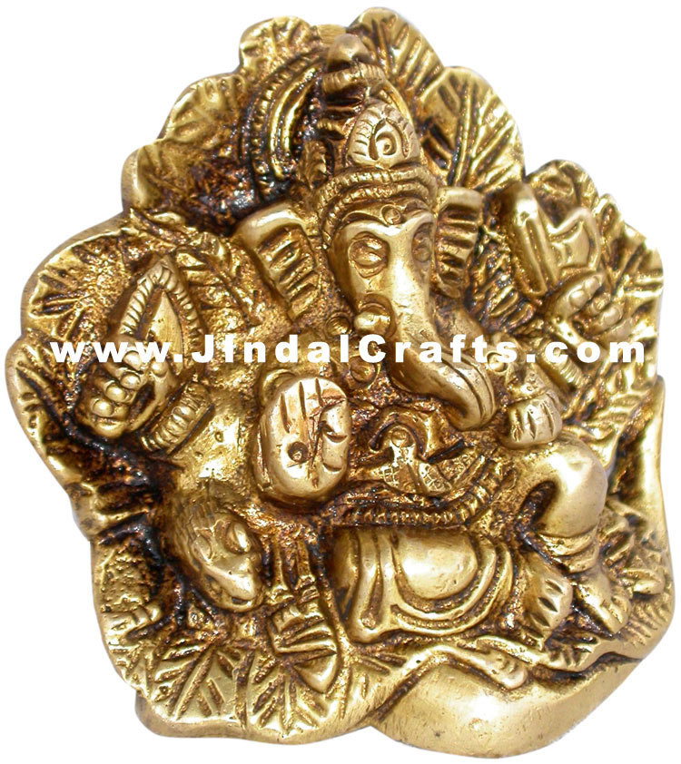 Indian God Ganesha Hand Crafted Brass Statue Idol India