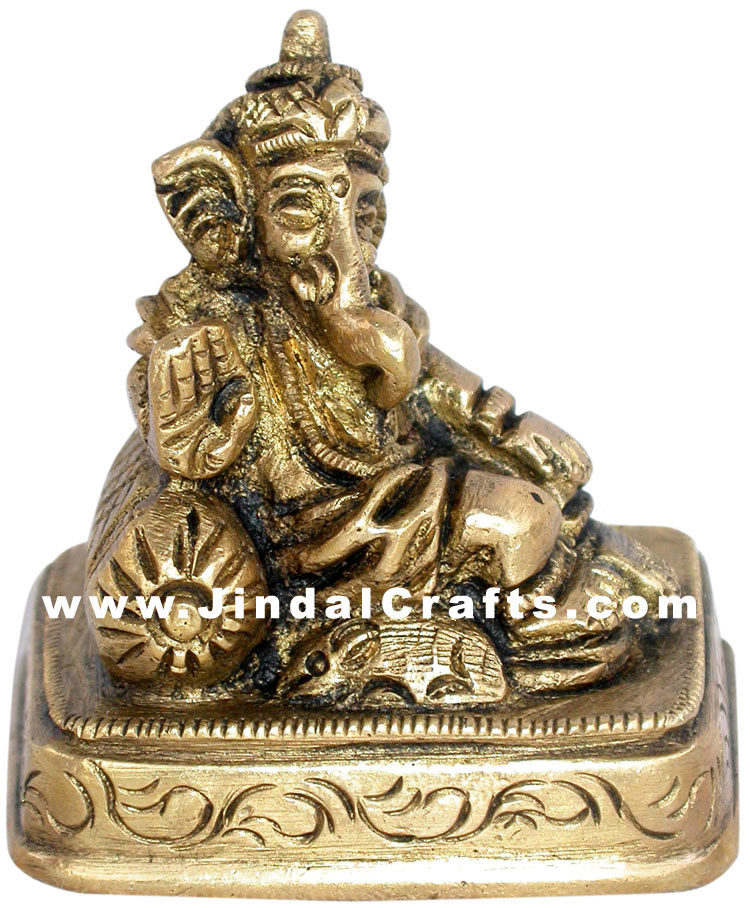 Lord Ganesha Indian God Religious Sculptures Brass Idol