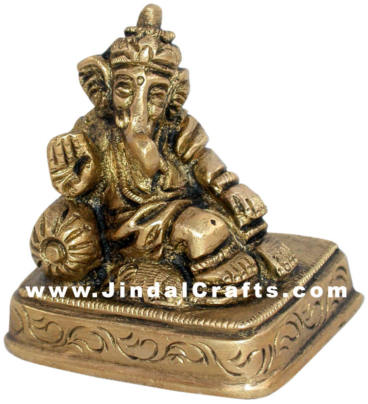 Lord Ganesha Indian God Religious Sculptures Brass Idol