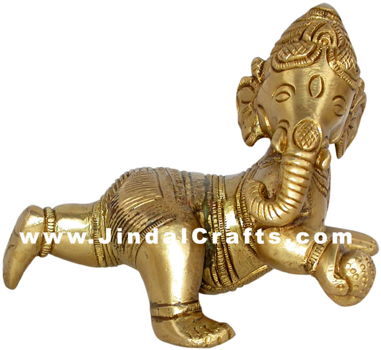 Ladoo Ganesha - Handmade Brass Hindu Handicraft Staute