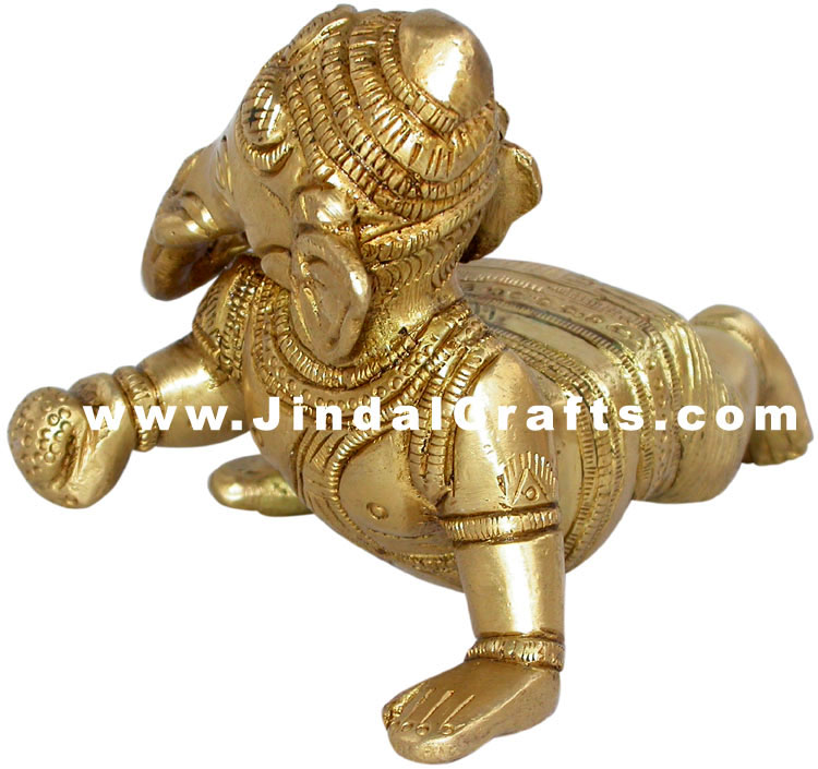 Ladoo Ganesha - Handmade Brass Hindu Handicraft Staute