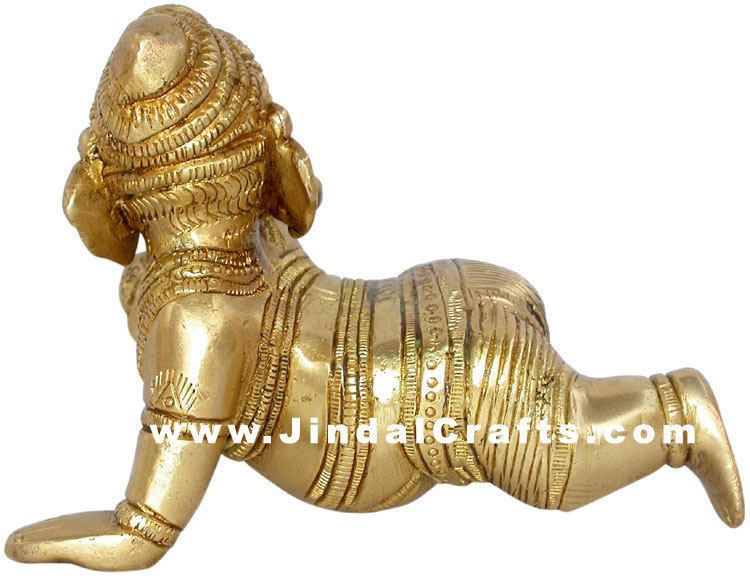 Ladoo Ganesha - Handmade Brass Hindu Handicraft Staute