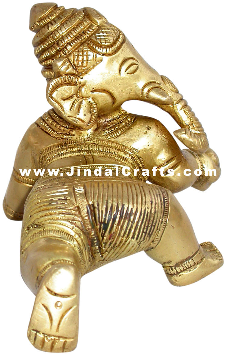 Ladoo Ganesha - Handmade Brass Hindu Handicraft Staute