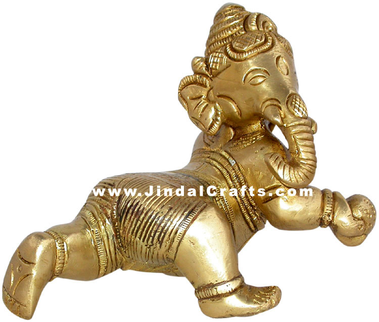 Ladoo Ganesha - Handmade Brass Hindu Handicraft Staute