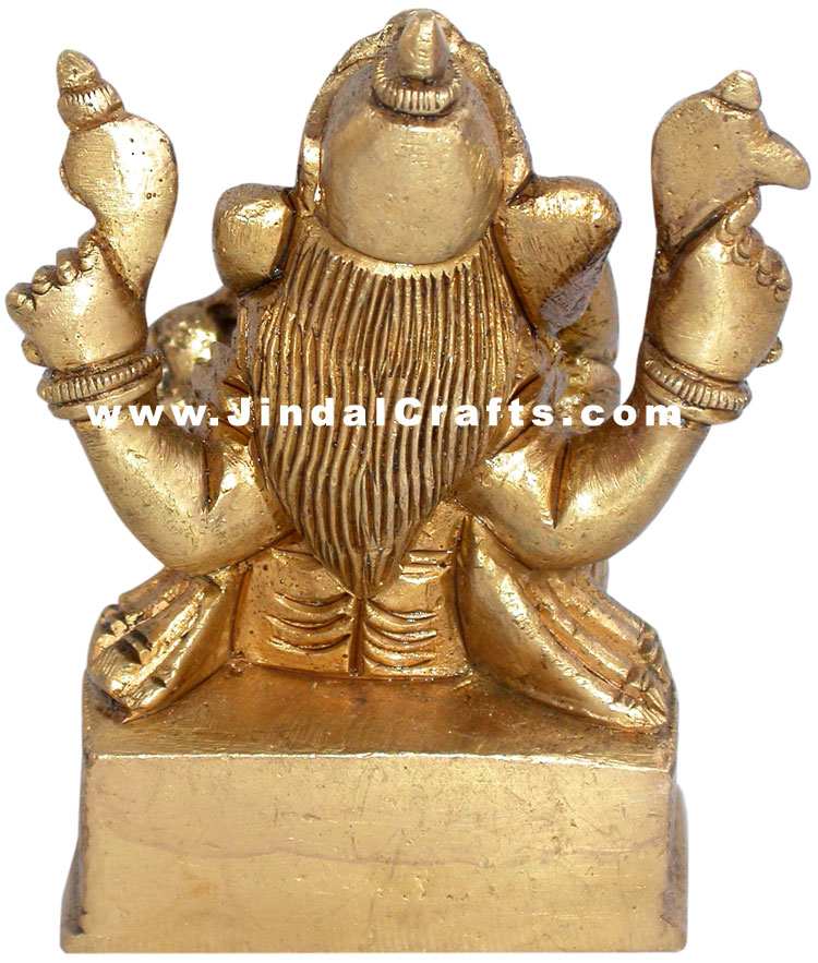 Lord Ganesha Indian God Brass Sculpture Hand Crafted