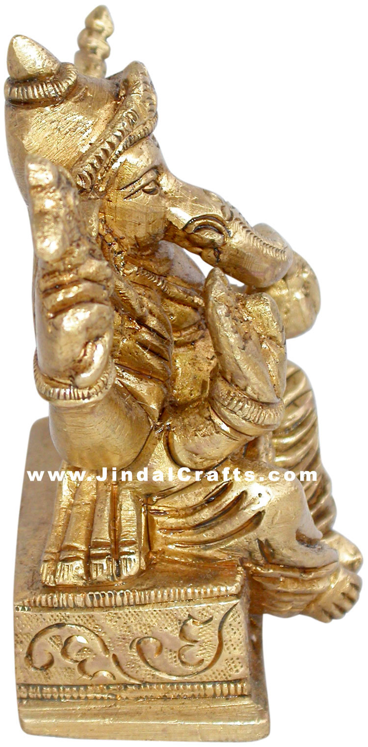 Lord Ganesha Indian God Brass Sculpture Hand Crafted