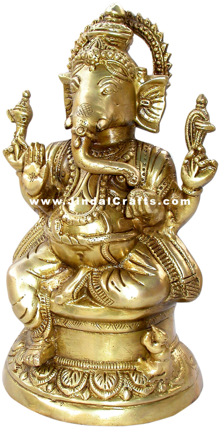 Lord Ganesha Hindu Religious God Brass Sculpture India