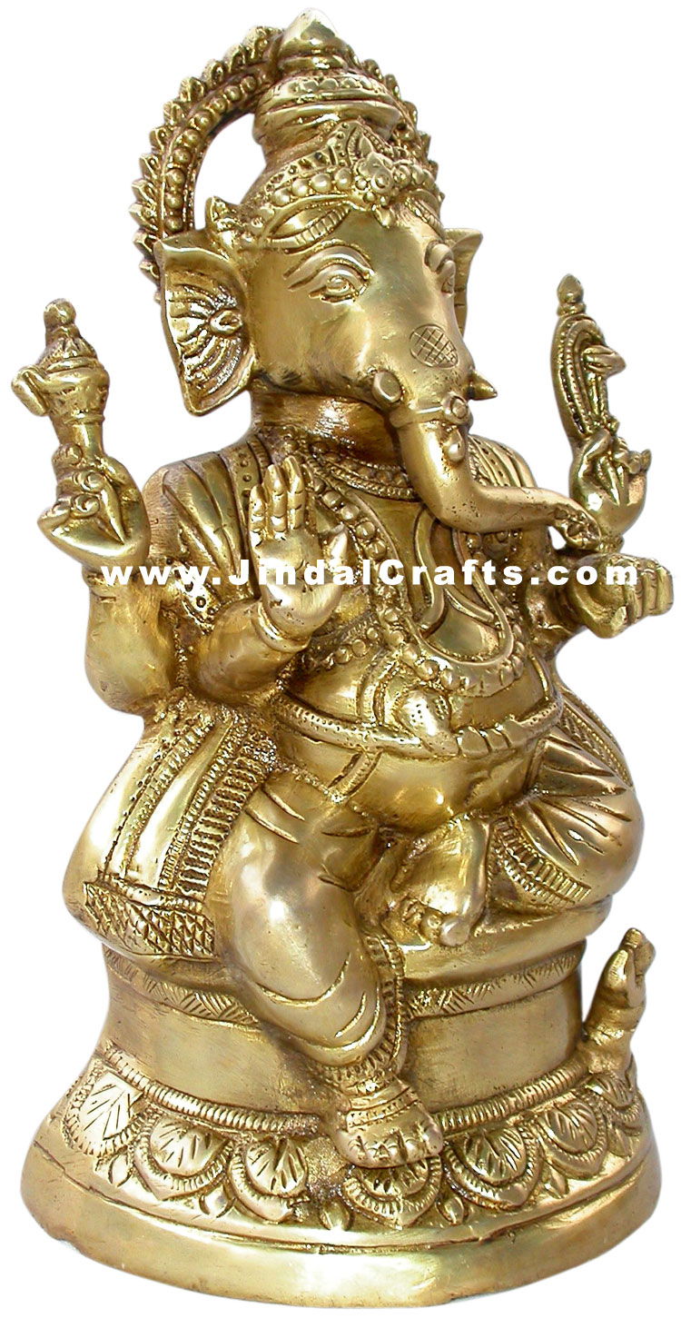 Lord Ganesha Hindu Religious God Brass Sculpture India