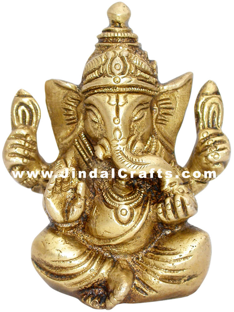 Lord Ganesha Indian Religious Brass Statue Handmade Idol Murti Arts Handicrafts