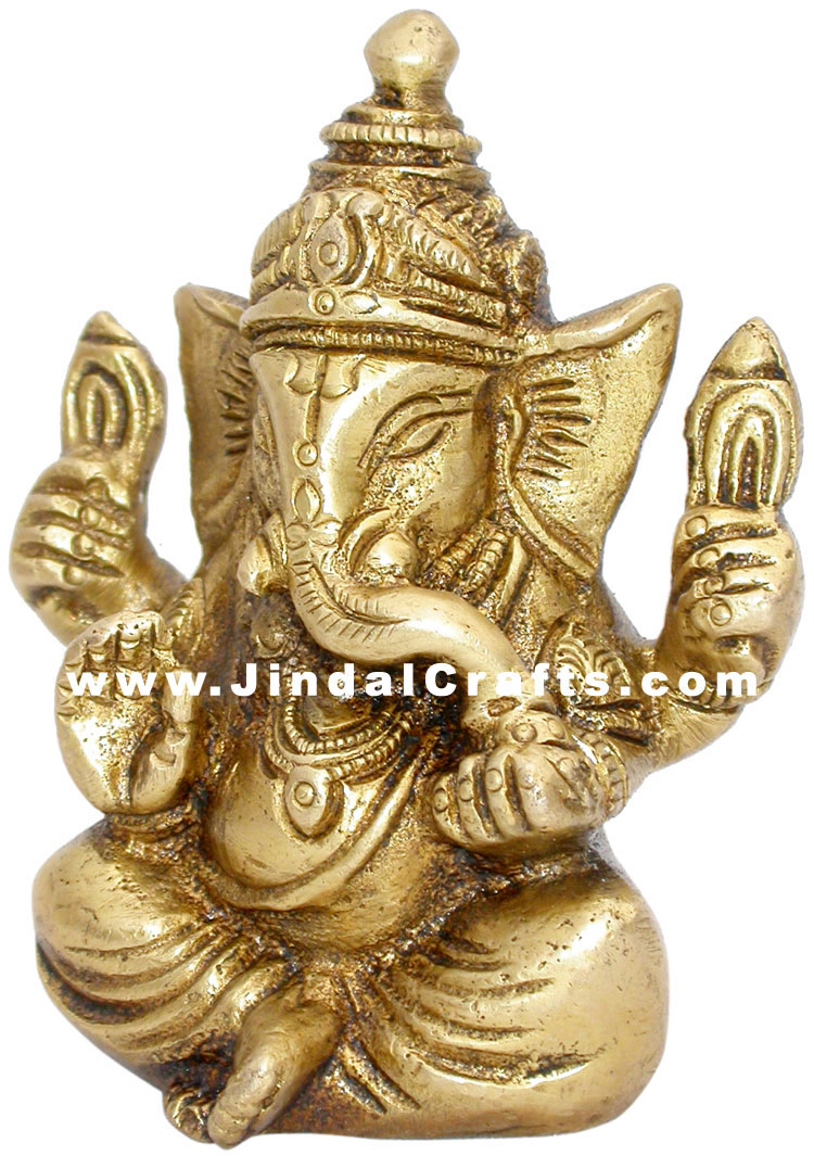 Lord Ganesha Indian Religious Brass Statue Handmade Idol Murti Arts Handicrafts
