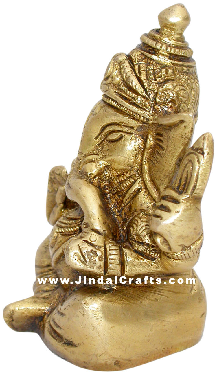Lord Ganesha Indian Religious Brass Statue Handmade Idol Murti Arts Handicrafts