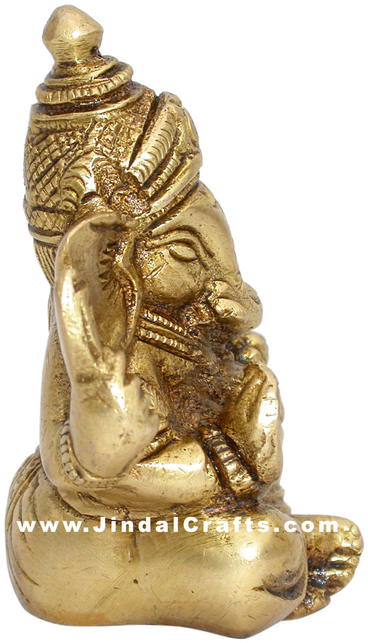 Lord Ganesha Indian Religious Brass Statue Handmade Idol Murti Arts Handicrafts