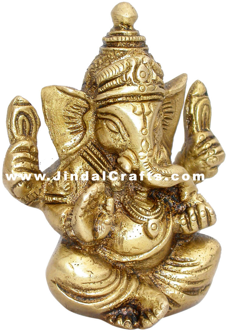 Lord Ganesha Indian Religious Brass Statue Handmade Idol Murti Arts Handicrafts
