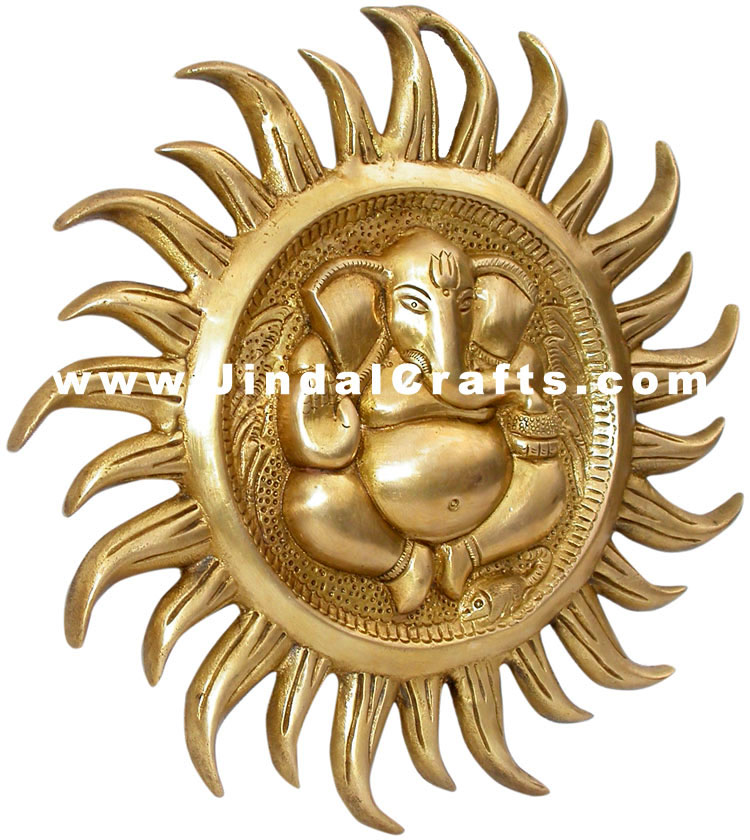 Lord Ganesha Wall Hanging Brass Artifact Indian Handicrafts Home Decor Vinayaka
