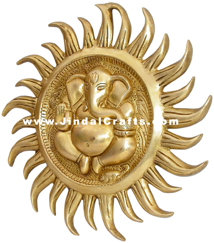Lord Ganesha Wall Hanging Brass Artifact Indian Handicrafts Home Decor Vinayaka