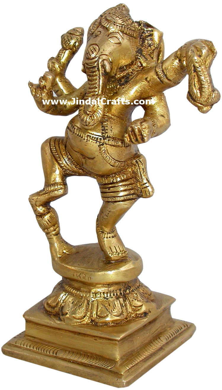 Dancing Ganesha Figures Brass Sculptures Indian God Art