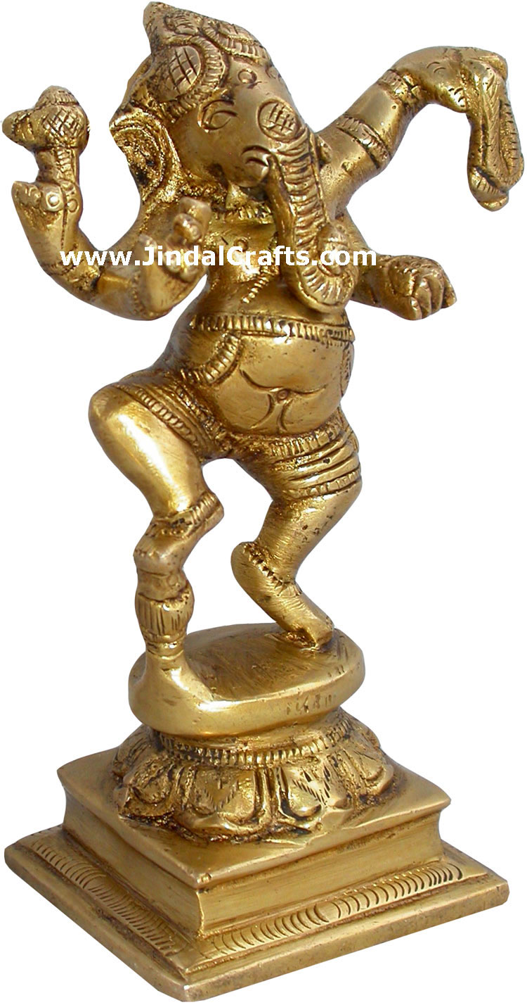 Dancing Ganesha Figures Brass Sculptures Indian God Art
