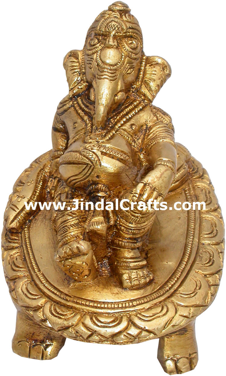 Resting Ganesha Figurine Indian God Gifts Metal Crafts Home Decor Religious Arts