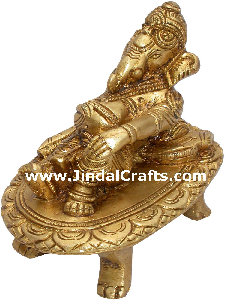 Resting Ganesha Figurine Indian God Gifts Metal Crafts Home Decor Religious Arts