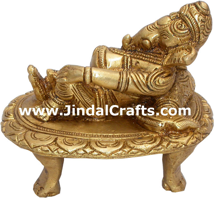 Resting Ganesha Figurine Indian God Gifts Metal Crafts Home Decor Religious Arts