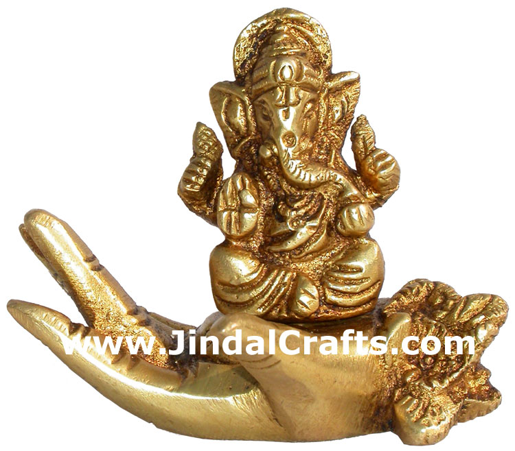 Ganesha Ganpati Figure Indian Gods Brass Sculpture Handmade Home Decoration Arts