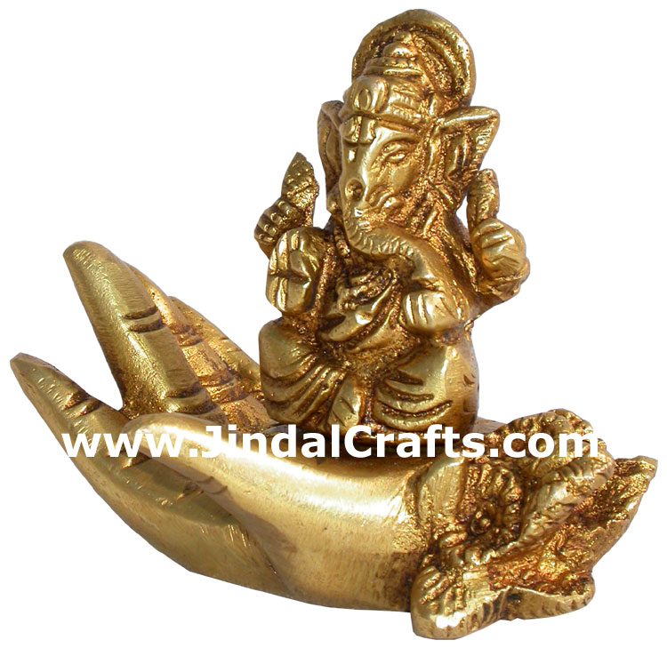 Ganesha Ganpati Figure Indian Gods Brass Sculpture Handmade Home Decoration Arts