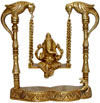 Ganesha on Peacock Swing Brass Hindu God Sculpture Art Hindu God Goddess Statue