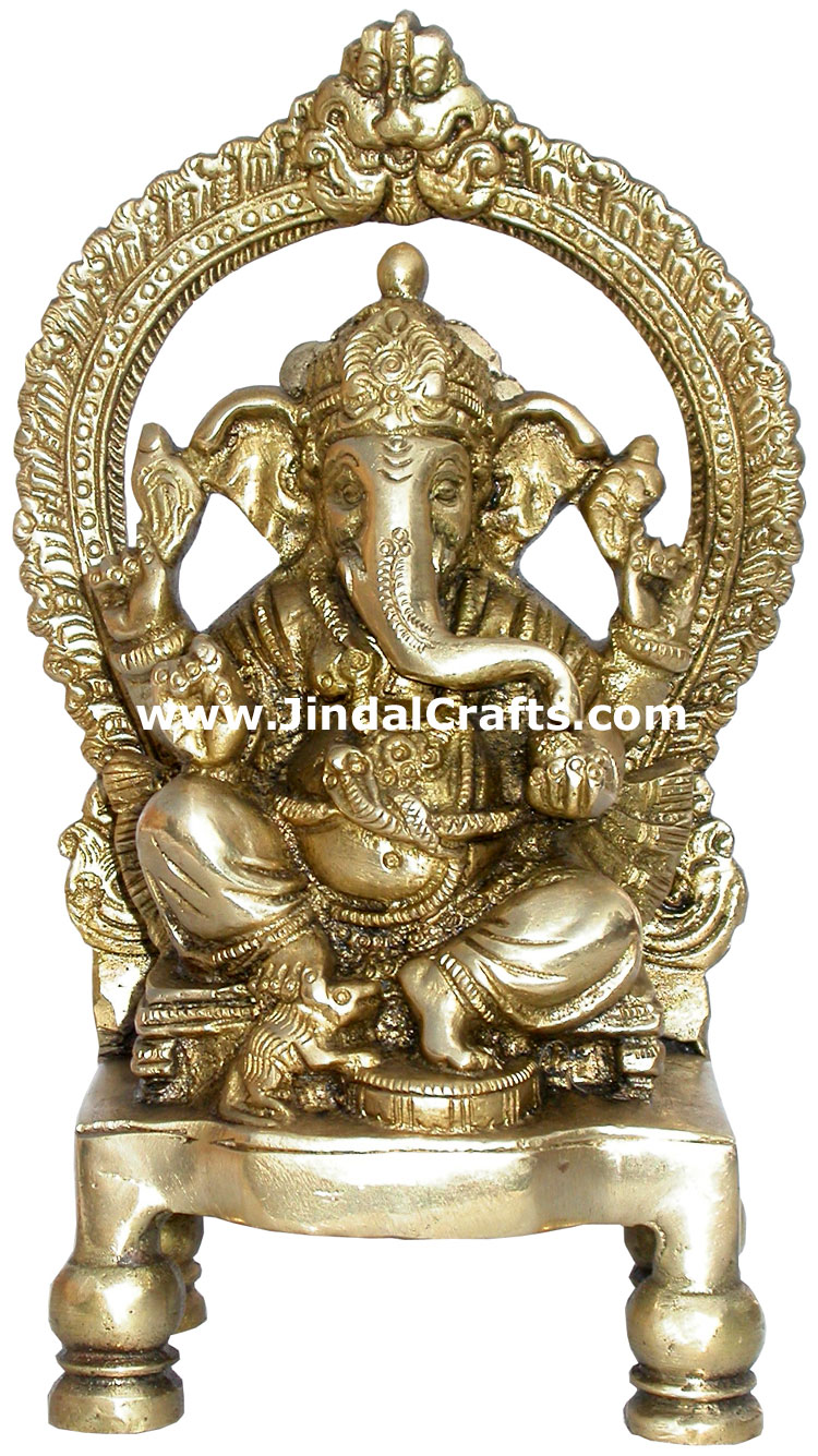 Ganesha Brass Figure Indian God Hindu Religious Arts