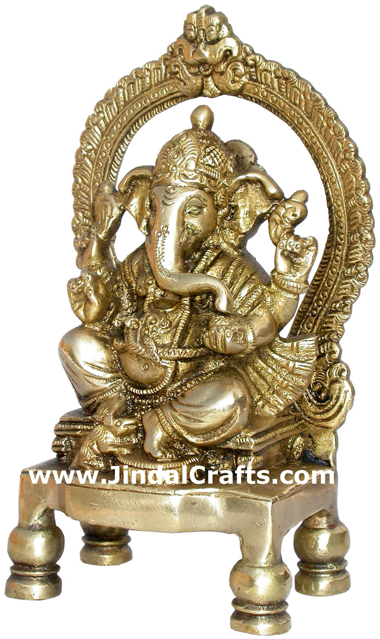 Ganesha Brass Figure Indian God Hindu Religious Arts