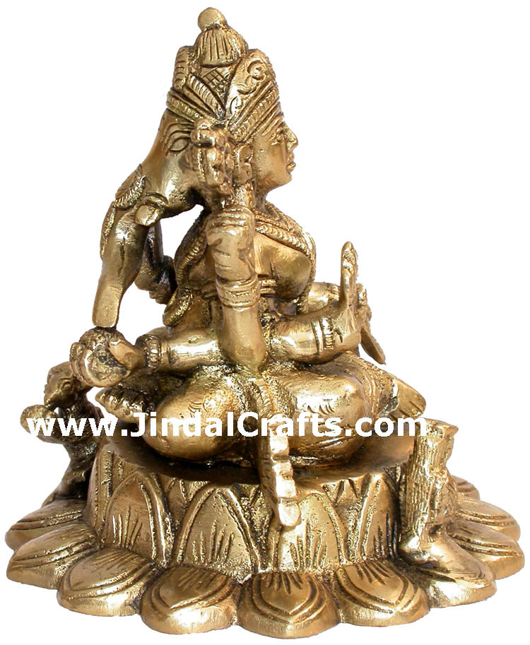 Luxmi Ganesh Brass Figure Indian God Sculpture Hindus