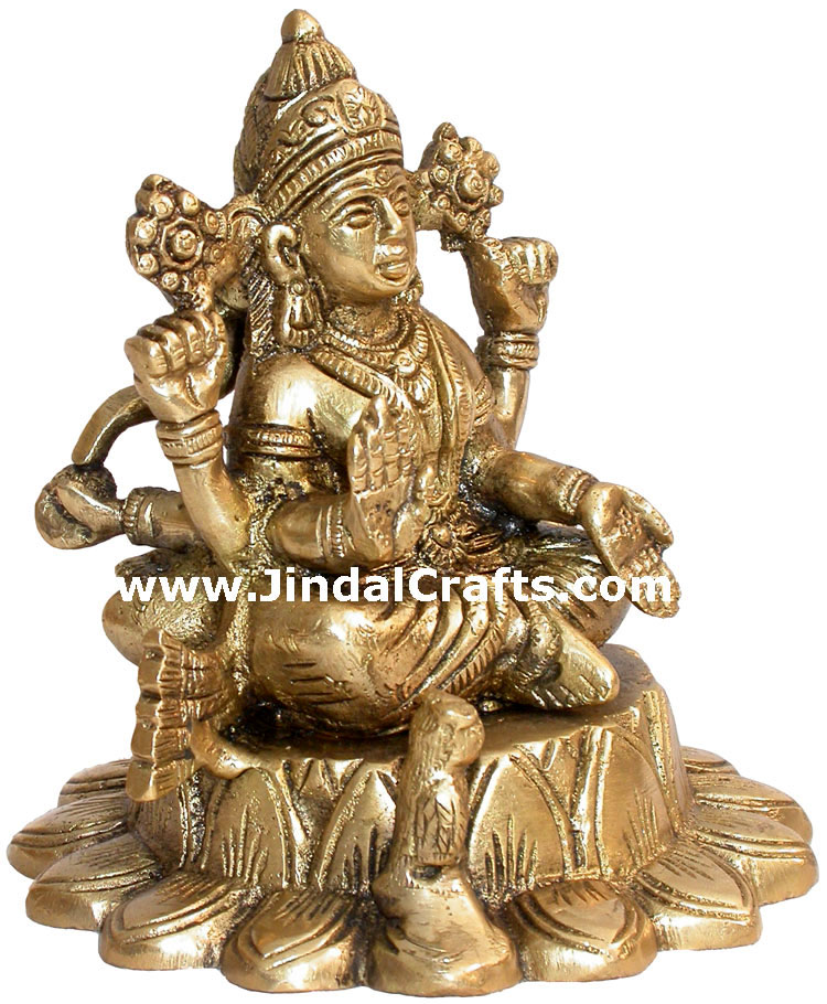 Luxmi Ganesh Brass Figure Indian God Sculpture Hindus