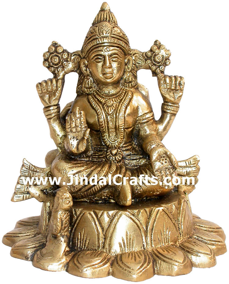 Luxmi Ganesh Brass Figure Indian God Sculpture Hindus