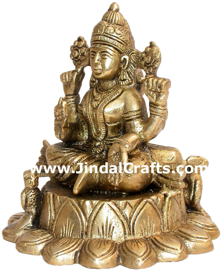 Luxmi Ganesh Brass Figure Indian God Sculpture Hindus