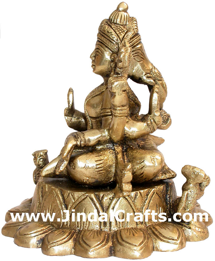 Luxmi Ganesh Brass Figure Indian God Sculpture Hindus