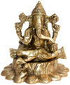 Luxmi Ganesh Brass Figure Indian God Sculpture Hindus