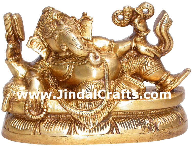 Lord Ganesha Hindu God Brass Sculpture Figurine Crafts