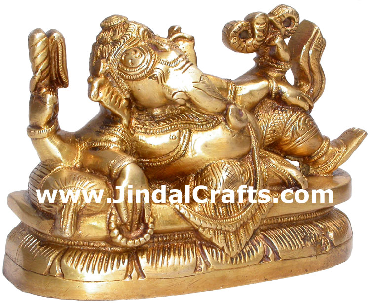 Lord Ganesha Hindu God Brass Sculpture Figurine Crafts