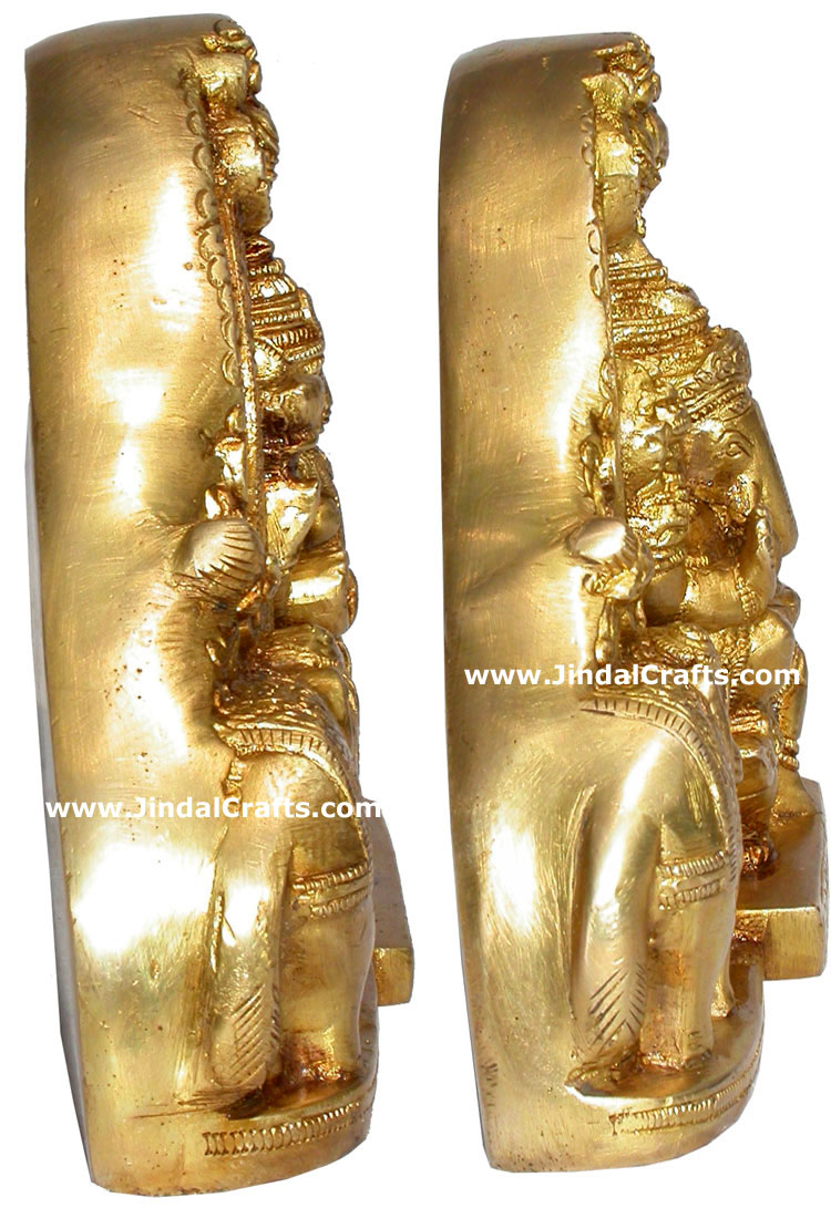 Laxmi Ganesh Hindu God Goddess Brass Figures India Art