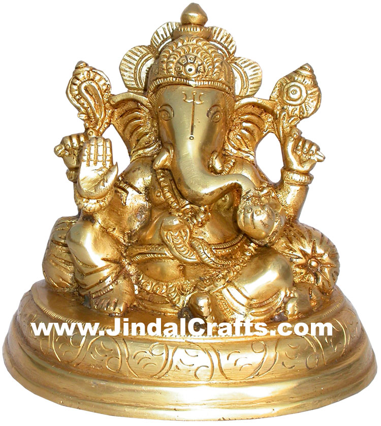 Handmade Brass Statue of Lord Ganehsa India Brassware Handicraft Art Craft