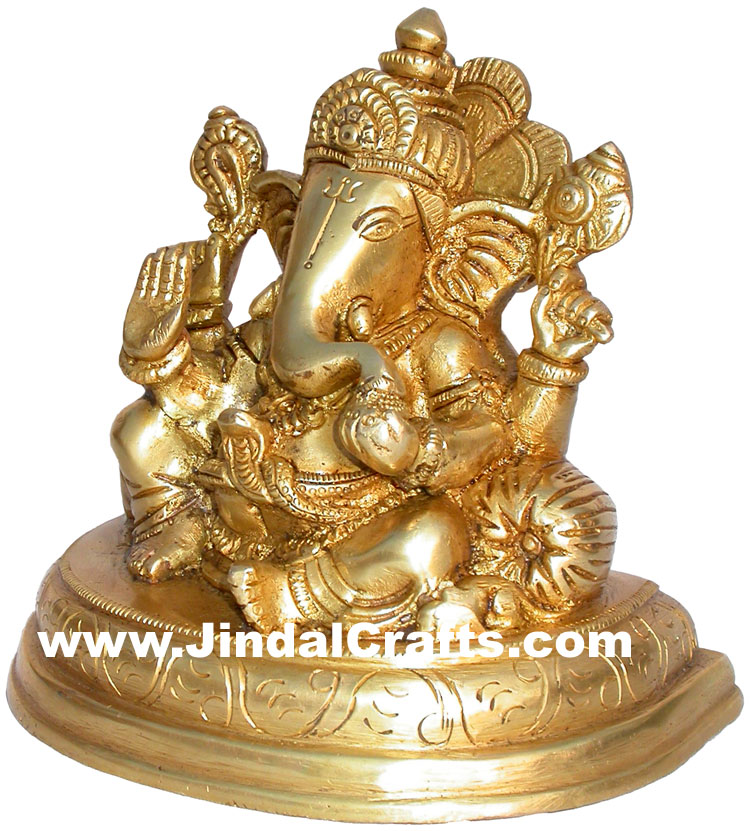 Handmade Brass Statue of Lord Ganehsa India Brassware Handicraft Art Craft