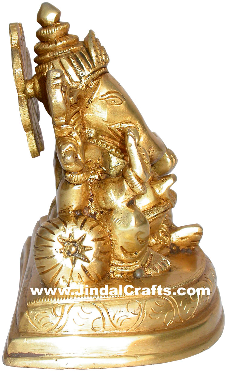 Handmade Brass Statue of Lord Ganehsa India Brassware Handicraft Art Craft