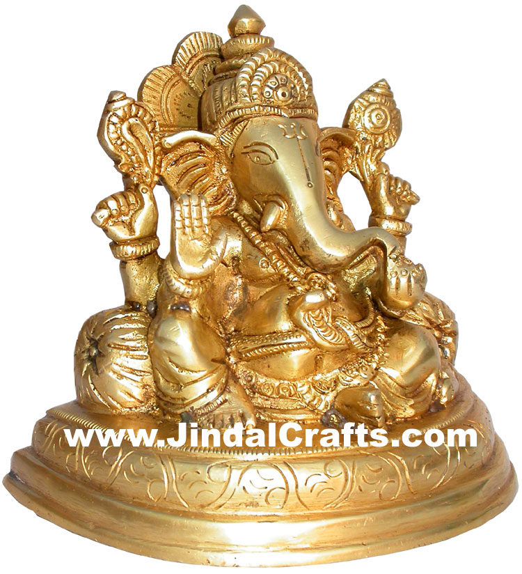 Handmade Brass Statue of Lord Ganehsa India Brassware Handicraft Art Craft
