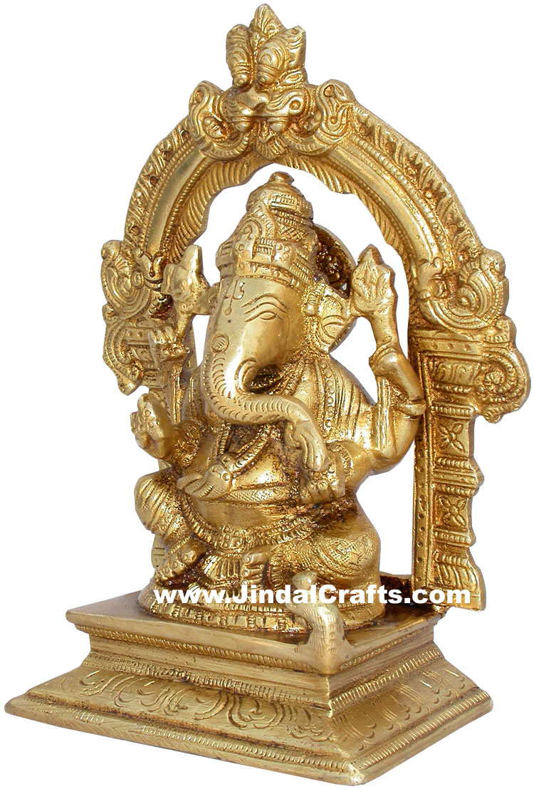 Handmade Brass Statue of God Ganesha India Brassware Handicraft Art Craft