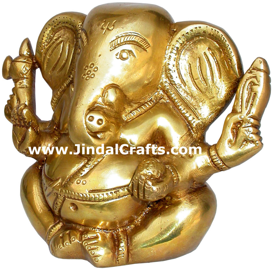 Ganesha - Hand Carved Indian Art Craft Handicraft Home Decor Brass Figurine